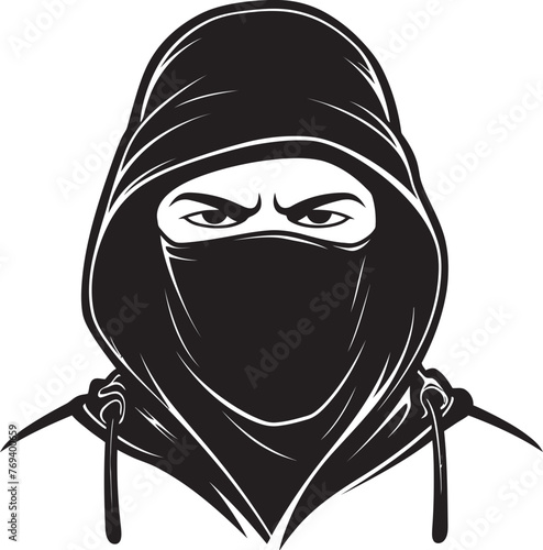 Eclipse Enforcer Concealed Identity with Vector Logo Silent Specter Masked Portrait and Dark Symbol