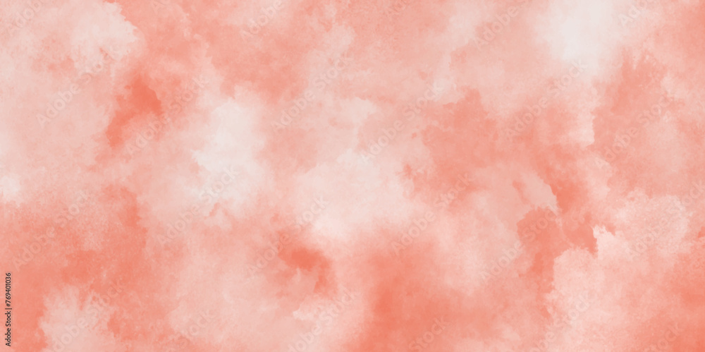 grunge and cloudy Pink ink and watercolor textures on white paper background, colorful stained pink watercolor background with smoke and scratch, abstract orange watercolor painting art design.