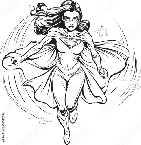 Whimsical Wonder Stunning Cartoon Superwoman with Graceful Emblem Mystical Maiden Beautiful Cartoon Superwoman and Iconic Symbol