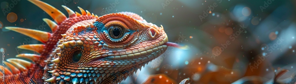 Obraz premium Dynamic image capturing the moment a dragon chick fully emerges spewing its first breath of fire its vibrant scales and fierce eyes promising a majestic future