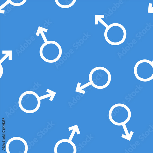 Blue seamless pattern with white gender symbols