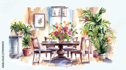 Floral Dining room Flat vector  © Ideas