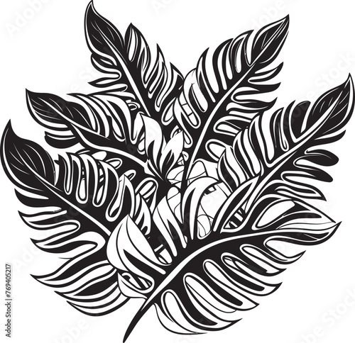 Tropical Leaf Zenith Grand Leaves with Emblematic Logo Paradise Palms Prestige Large Tropical Leaves, Black Symbol