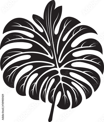 Leafy Paradise Grand Foliage with Iconic Vector Design Palm Perfection Large Tropical Leaves, Black Icon Design
