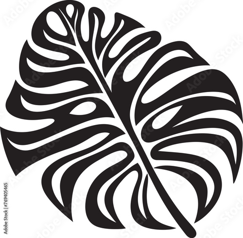 Tropical Haven Large Foliage, Black Vector Icon Palm Paradise Oversized Tropical Leaves, Emblematic Symbol