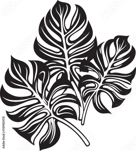 Tropical Leaf Harmony Big Leaves with Iconic Vector Symbol Palm Canopy Couture Large Tropical Leaves, Black Logo