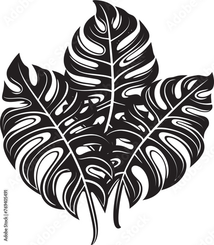 Palm Majesty Large Tropical Leaves, Black Symbol Tropical Harmony Grand Foliage, Iconic Black Emblem