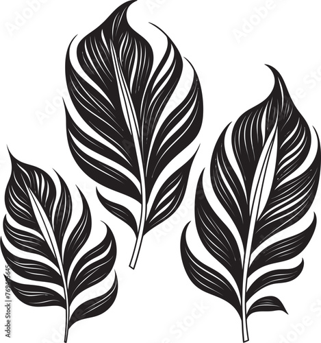 Tropical Leaf Tapestry Grand Leaves with Iconic Vector Logo Jungle Canopy Elegance Large Tropical Leaves, Black Symbol
