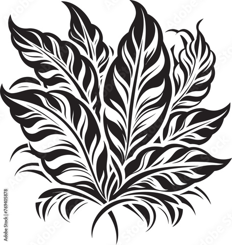 Tropical Leaf Oasis Oversized Foliage, Vector Icon Exotic Leaf Luxe Large Tropical Leaves, Black Vector Emblem