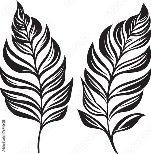 Tropical Leaf Paradise Large Foliage with Black Vector Logo Design Exotic Leaf Haven Oversized Tropical Leaves and Iconic Black Emblem
