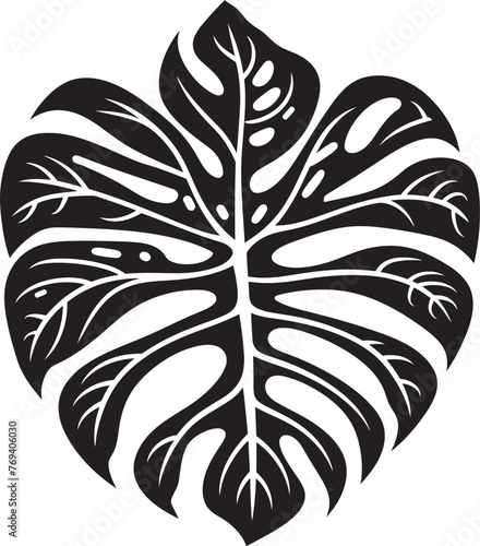 Tropical Leaf Elegance Big Leaves with Iconic Black Symbol Palm Canopy Couture Large Tropical Leaves, Black Emblem Design