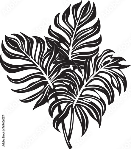 Tropical Leaf Ensemble Grand Leaves with Iconic Vector Logo Paradise Palms Prestige Large Tropical Leaves, Black Icon