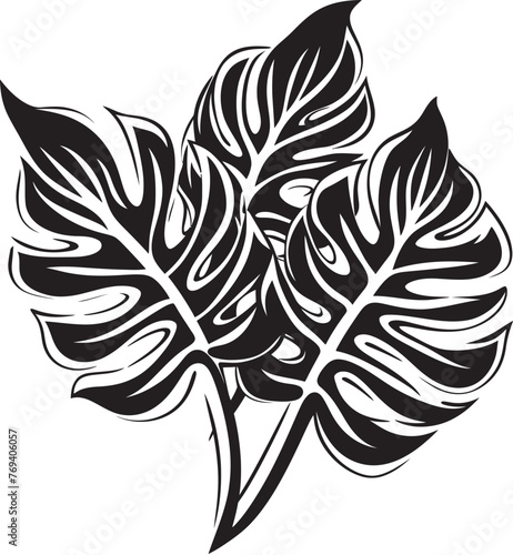 Palm Canopy Couture Large Tropical Leaves, Black Vector Logo Tropical Leaf Majesty Oversized Leaves, Iconic Emblem Design