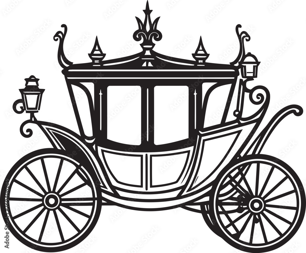 Imperial Marriage Transport Wedding Carriage with Iconic Logo Palatial Love Chariot Regal Carriage Black Vector Emblem Imperial Marriage Transport Wedding Carriage with Iconic Logo Palatial Love Chariot Regal Carriage Black Vector Emblem