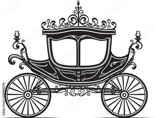 Majestic Marriage Coach Regal Carriage Black Symbol Imperial Love Chariot Wedding Carriage with Emblem Design