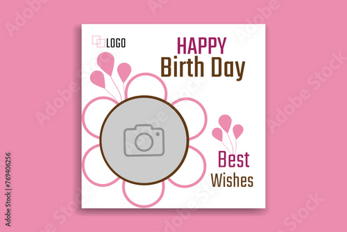 happy birth day wish, social media post design, banner 