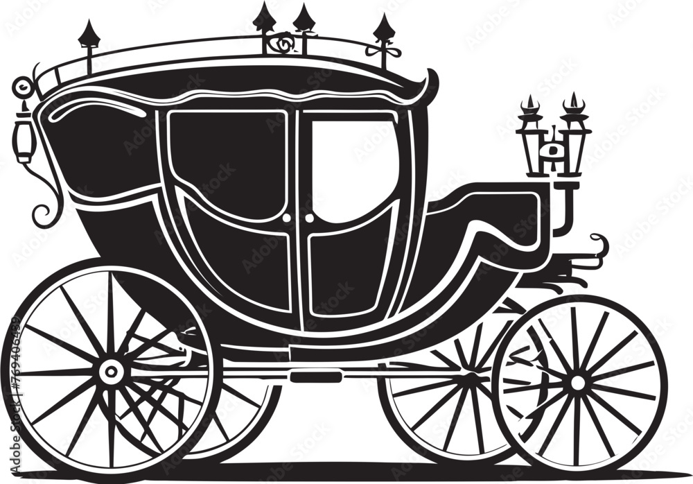 Majestic Matrimonial Transport Regal Carriage Black Logo Imperial Love Ride Wedding Carriage with Iconic Logo