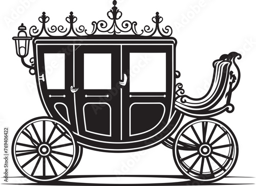 Majestic Marriage Coach Regal Carriage Black Symbol Imperial Love Chariot Wedding Carriage with Emblem Design