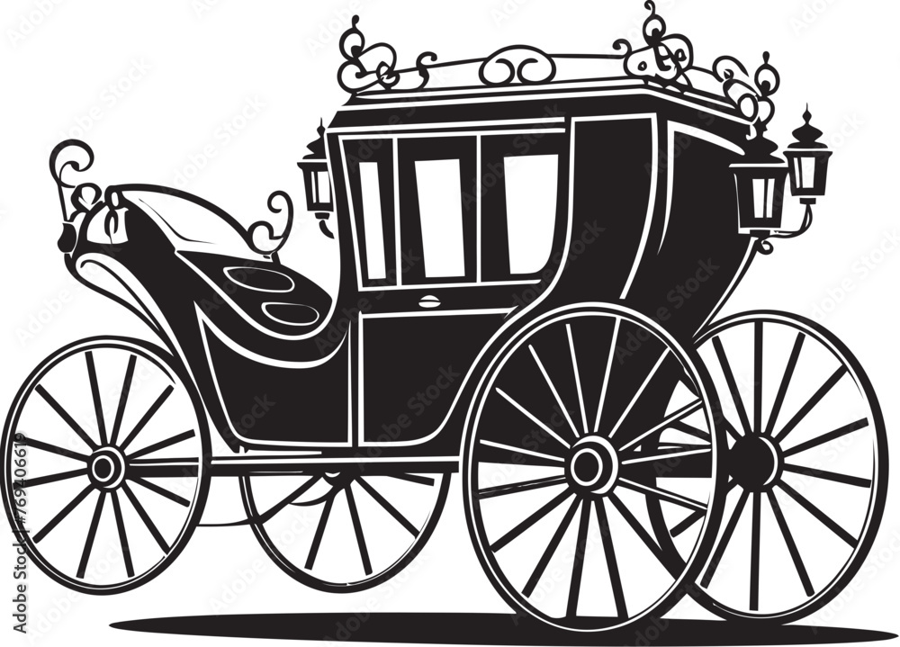 Regal Romance Ride Iconic Emblem for Wedding Splendor Luxurious Love Chariot Royal Carriage Black Logo Design