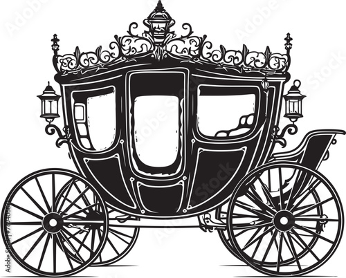 Majestic Marriage Coach Regal Carriage Black Symbolism Imperial Love Chariot Wedding Carriage with Emblematic Design