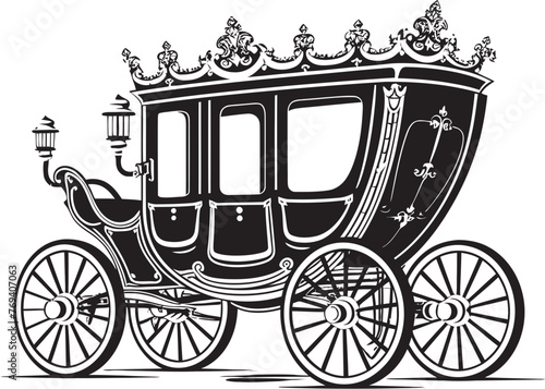 Royal Wedding Transport Elegance in Black Vector Design Palatial Love Journey Emblematic Regal Carriage Design
