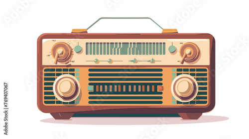 Old radio stereo flat cartoon vactor illustration 