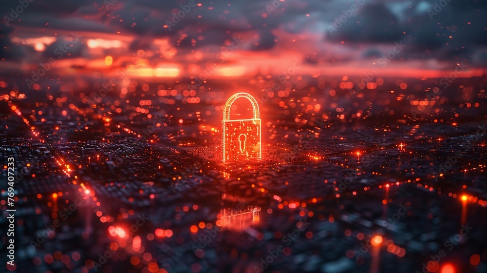 encrypted data, hacking attempts, and digital threats List the various solutions in a visually engaging way to convey protection and safety, Wormseye view , 3D style encrypted data, hacking attempts, and digital threats List the various solutions in a visually engaging way to convey protection and safety, Wormseye view , 3D style