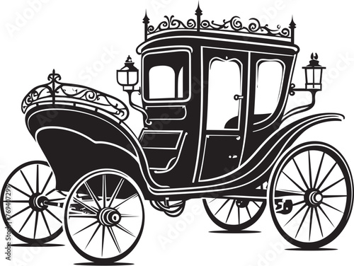 Sovereign Matrimonial Ride Ornate Carriage Black Vector Elegant Bridal Transport Majestic Logo in Black photo