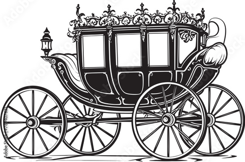 Royal Carriage Elegance Iconic Emblem for Wedding Majesty Majestic Nuptial Coach Regal Carriage Black Symbol