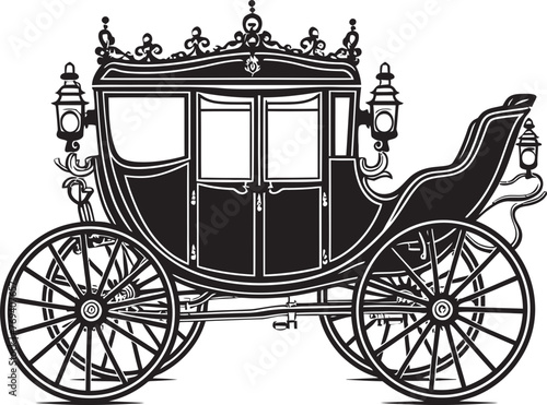 Majestic Wedding Wheels Regal Carriage Black Emblem Imperial Love Ride Wedding Carriage with Iconic Logo