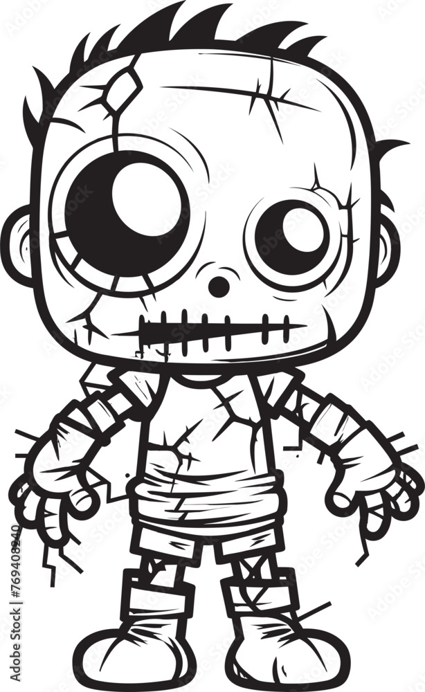 Sinister Undead Figure Spooky Zombie Doll Black Icon Eerie Doll of the Damned Creepy Zombie with Vector Emblem Sinister Undead Figure Spooky Zombie Doll Black Icon Eerie Doll of the Damned Creepy Zombie with Vector Emblem