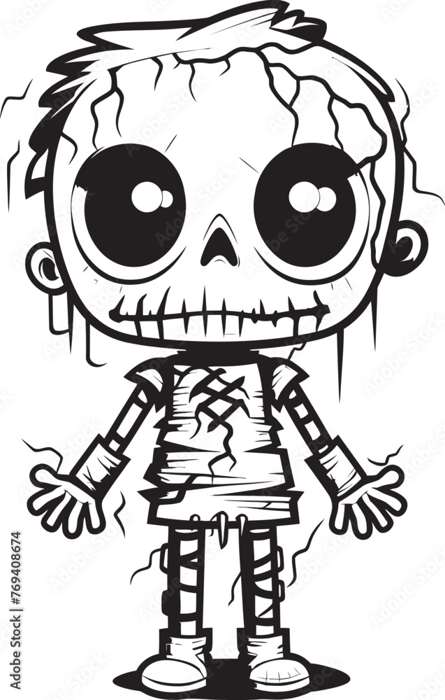 Malevolent Undead Playmate Creepy Doll with Black Emblem Eerie Doll of Nightmares Spooky Zombie with Black Logo Malevolent Undead Playmate Creepy Doll with Black Emblem Eerie Doll of Nightmares Spooky Zombie with Black Logo