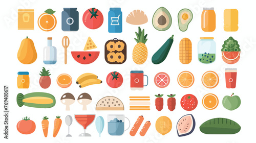 Healthy eating related icons image Flat vector 
