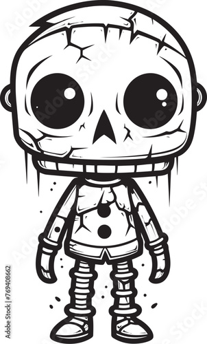 Eerie Doll of Nightmares Spooky Zombie with Black Logo Macabre Doll of Doom Creepy Zombie with Black Vector