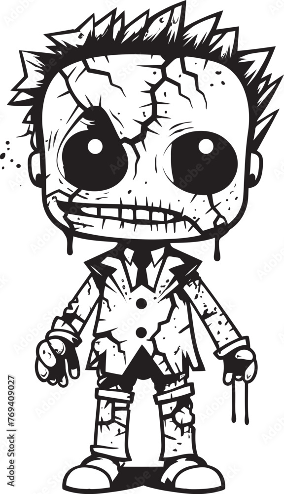 Terrifying Doll of Terror Creepy Zombie with Black Vector Chilling Undead Companion Spooky Doll with Emblem Design Terrifying Doll of Terror Creepy Zombie with Black Vector Chilling Undead Companion Spooky Doll with Emblem Design
