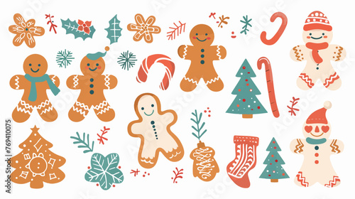 Fototapeta Naklejka Na Ścianę i Meble -  Icon vector graphic of gingerbread man Christmas