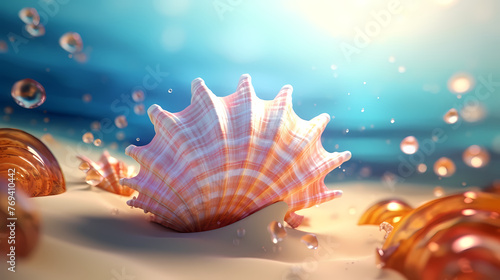 Close-up of conch shell on beach