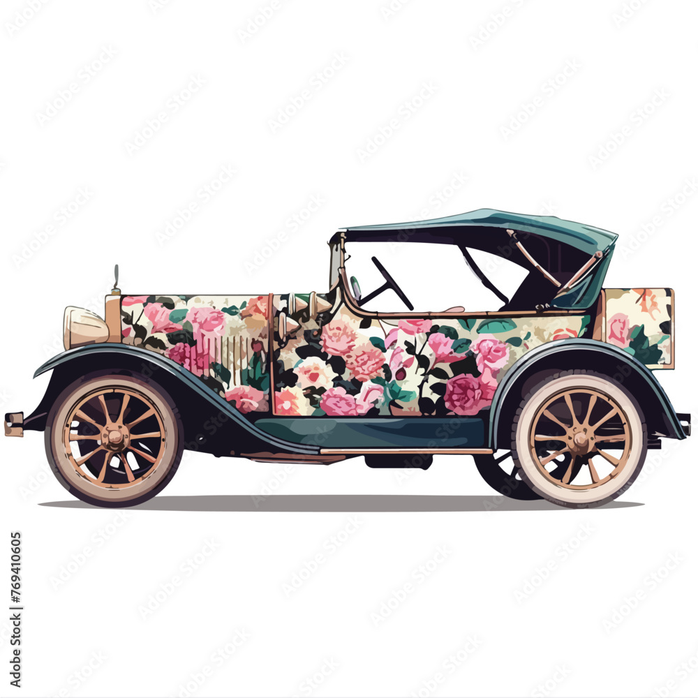 Vintage Floral Car Clipart 