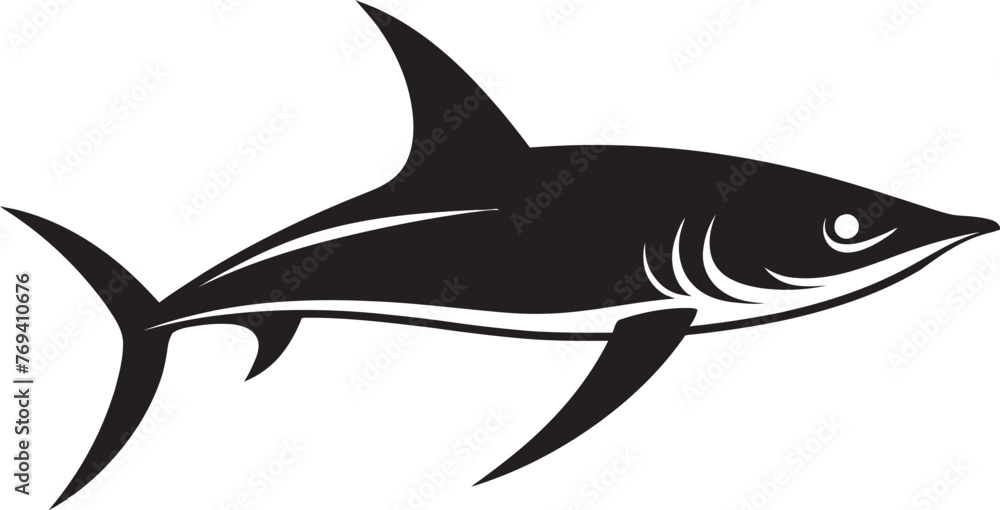Fototapeta premium Majestic Predator Thresher Shark with Black Icon Predatory Elegance Thresher Shark Black Vector Emblem