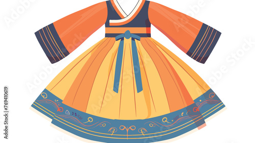 Illustration of a close up korean dress Flat vector 