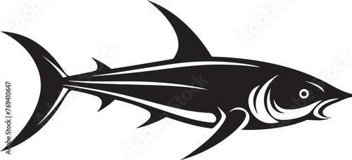 Aquatic Majesty Thresher Shark with Black Icon Regal Hunter Thresher Shark Black Vector Emblem