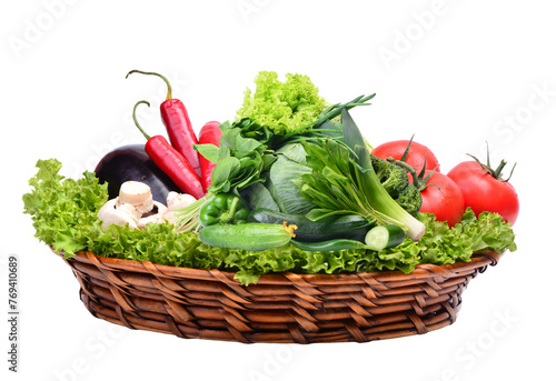 Basket with vegetables isolated
