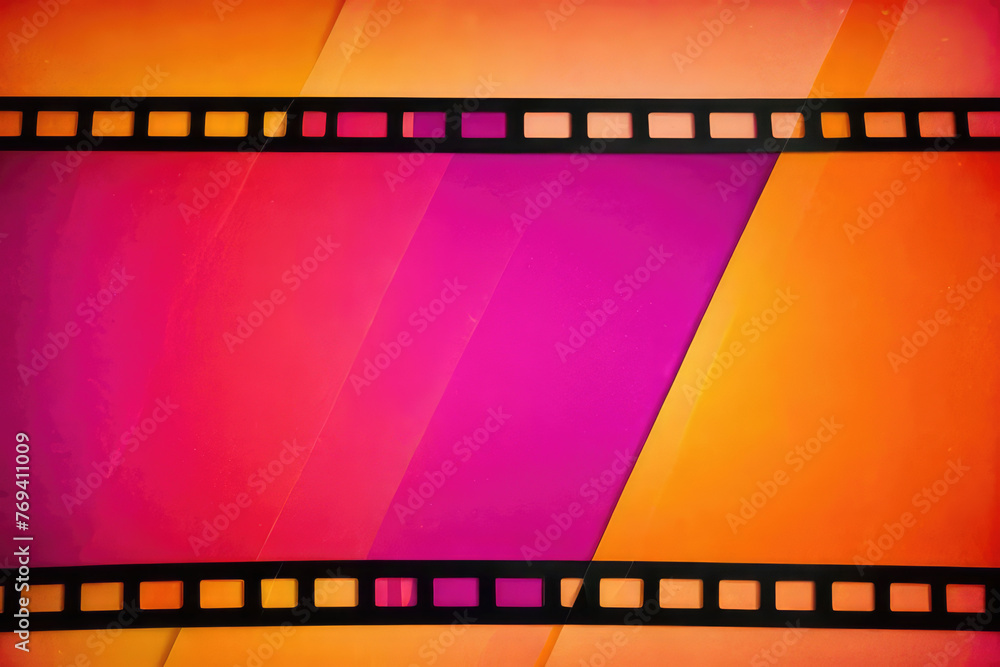 colorful abstract background with film strip.orange magenta background with film strip for background
