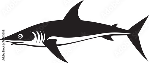 Stealthy Guardian Thresher Shark Black Vector Logo Noble Predator Thresher Shark with Black Icon