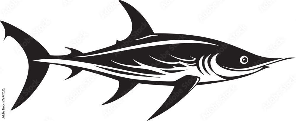 Stealthy Predator Thresher Shark with Black Emblem Noble Majesty Thresher Shark Black Vector Design Stealthy Predator Thresher Shark with Black Emblem Noble Majesty Thresher Shark Black Vector Design