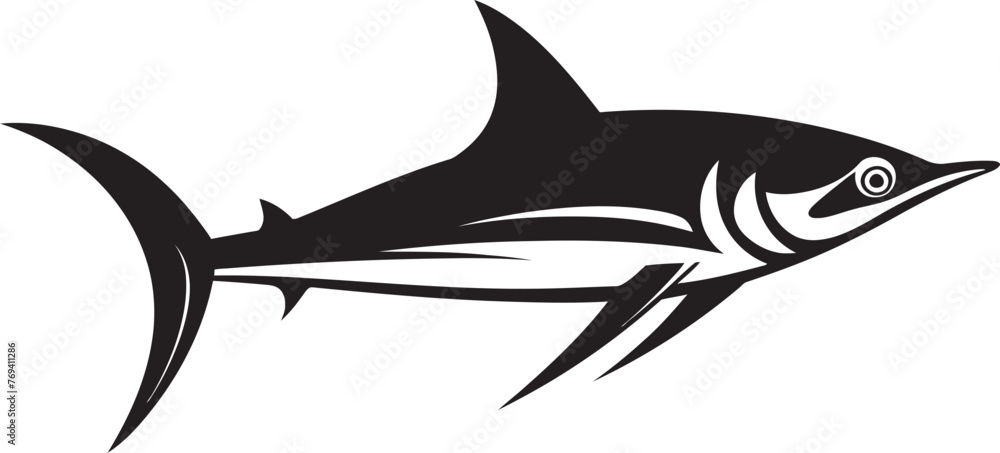 Aquatic Guardian Thresher Shark Black Vector Design Regal Hunter Thresher Shark with Black Icon Aquatic Guardian Thresher Shark Black Vector Design Regal Hunter Thresher Shark with Black Icon