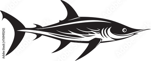 Stealthy Predator Thresher Shark with Black Emblem Noble Majesty Thresher Shark Black Vector Design