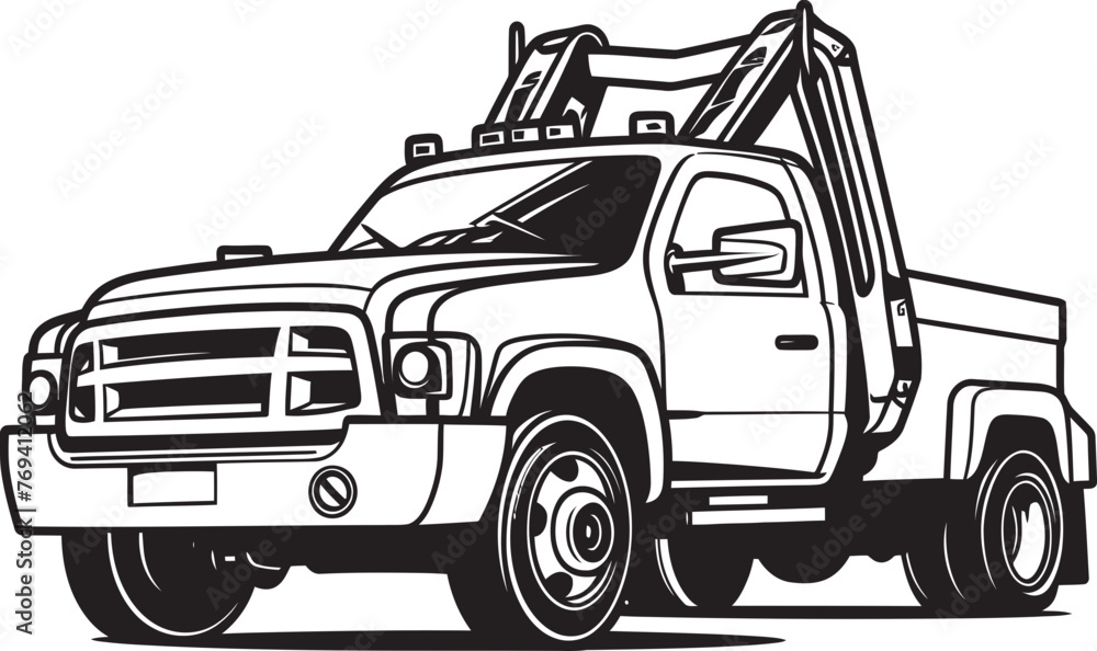 Emergency Assistance Tow Truck featuring Black Vector Design Roadside Heroes Black Emblem on Tow Truck Fleet