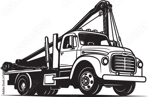 Roadside Guardian Tow Truck with Sleek Black Emblem Urban Relief Fleet Tow Truck featuring Black Vector Icon