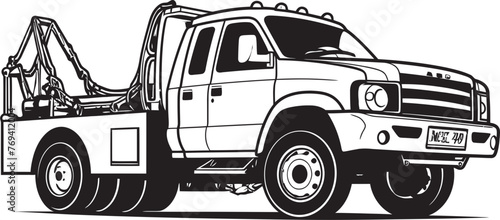 Highway Heroes Black Logo Design on Tow Truck City Rescuers Tow Truck with Iconic Black Emblem
